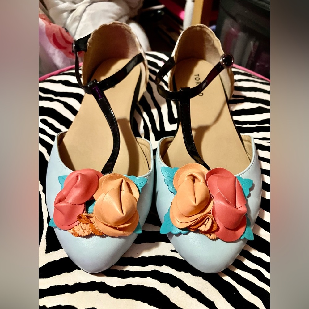 Torrid Retro Flats with Floral and Polka Dot Details Women’s Size 10W